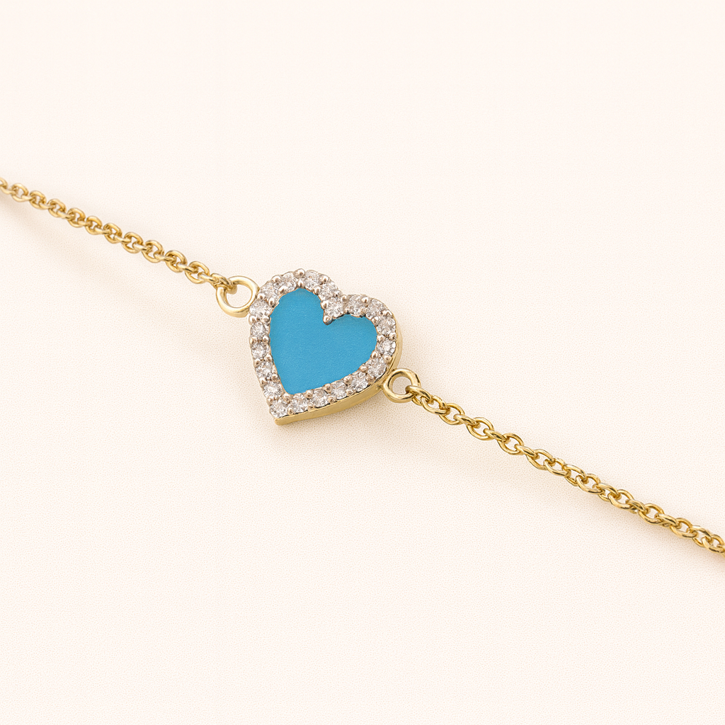 Diamond Colored Heart Bracelet