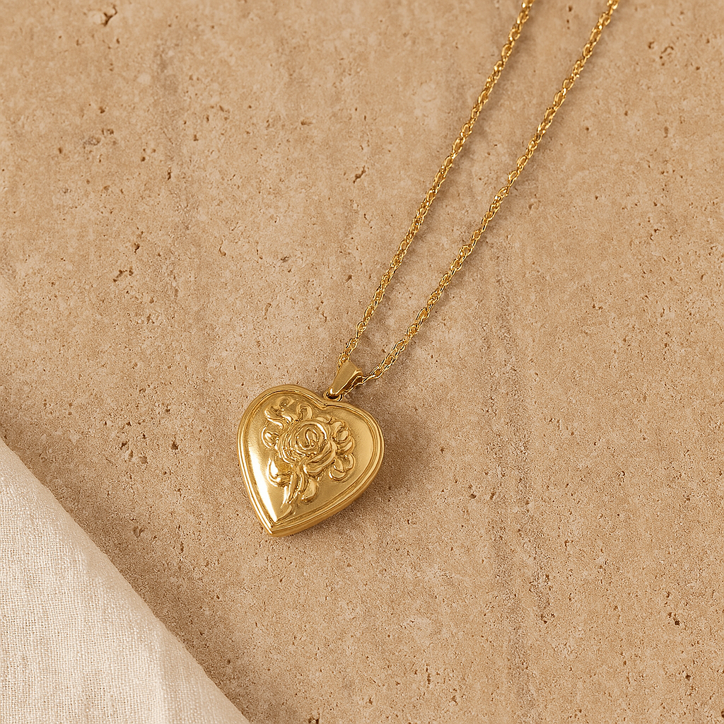Floral Heart Locket Necklace
