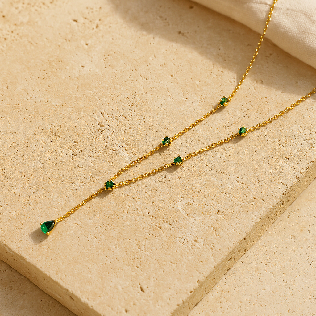 Emerald Lariat Necklace