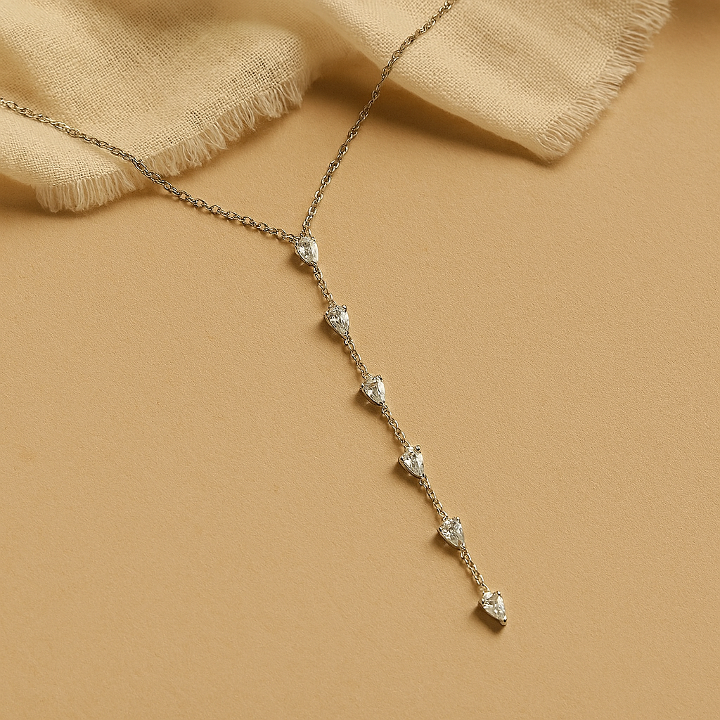 Diamond Pear Lariat Necklace