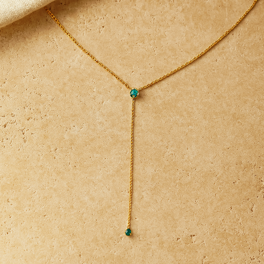 Emerald Drop Lariat Necklace