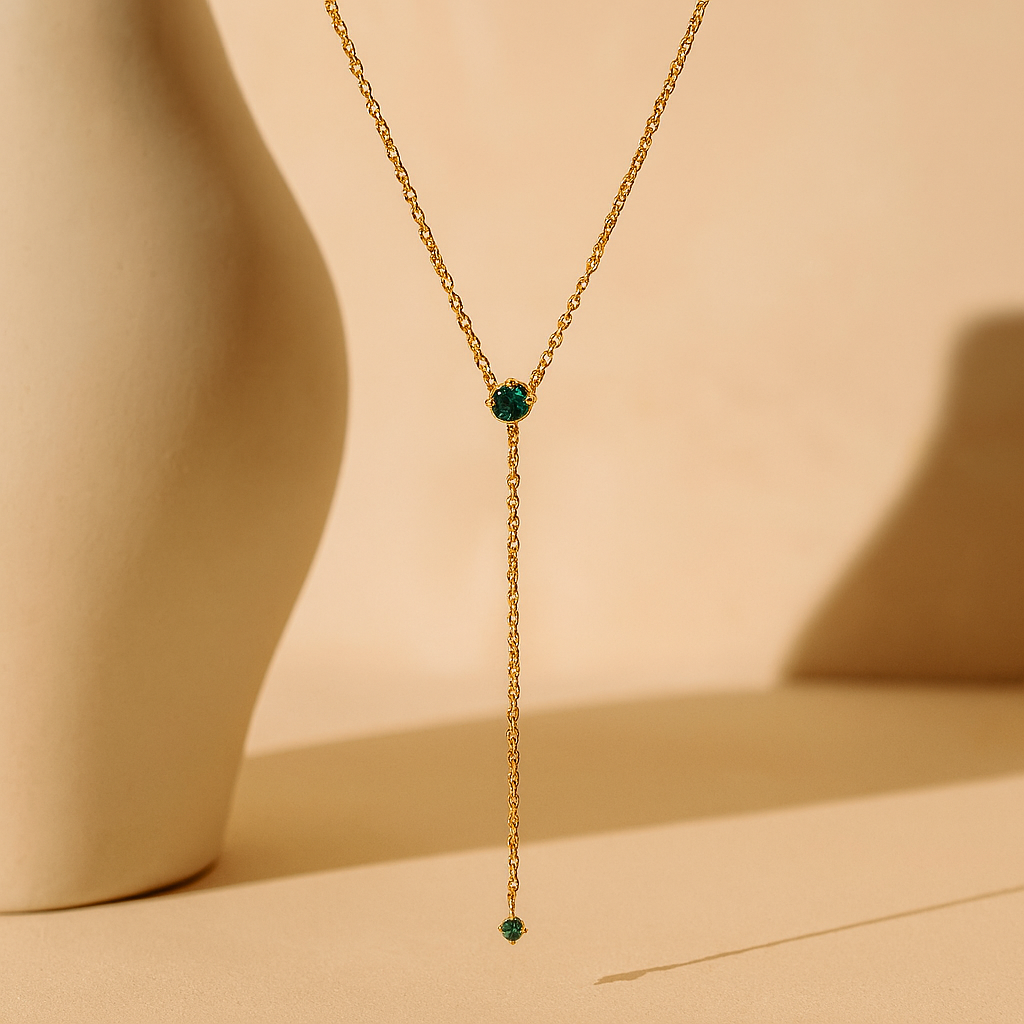 Emerald Drop Lariat Necklace