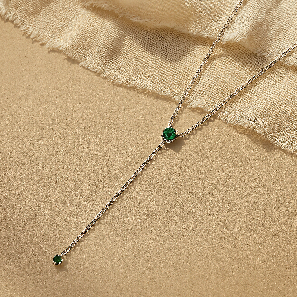 Emerald Drop Lariat Necklace