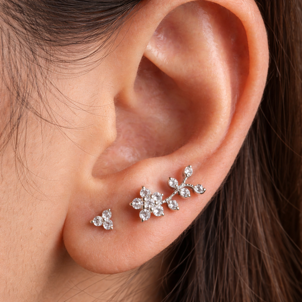 Fluer Petal Diamond Studs