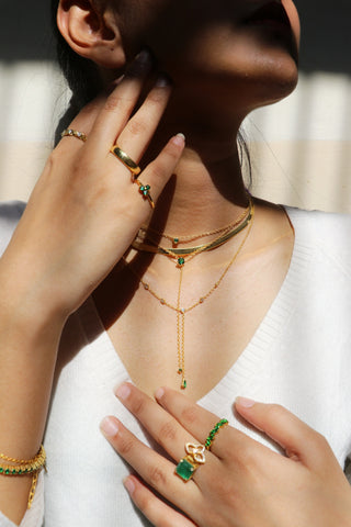 Emerald Duet Lariat Necklace