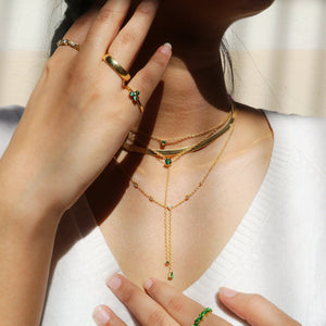 Emerald Duet Lariat Necklace