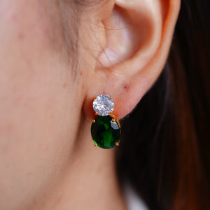 Green Oval Drop Earrings