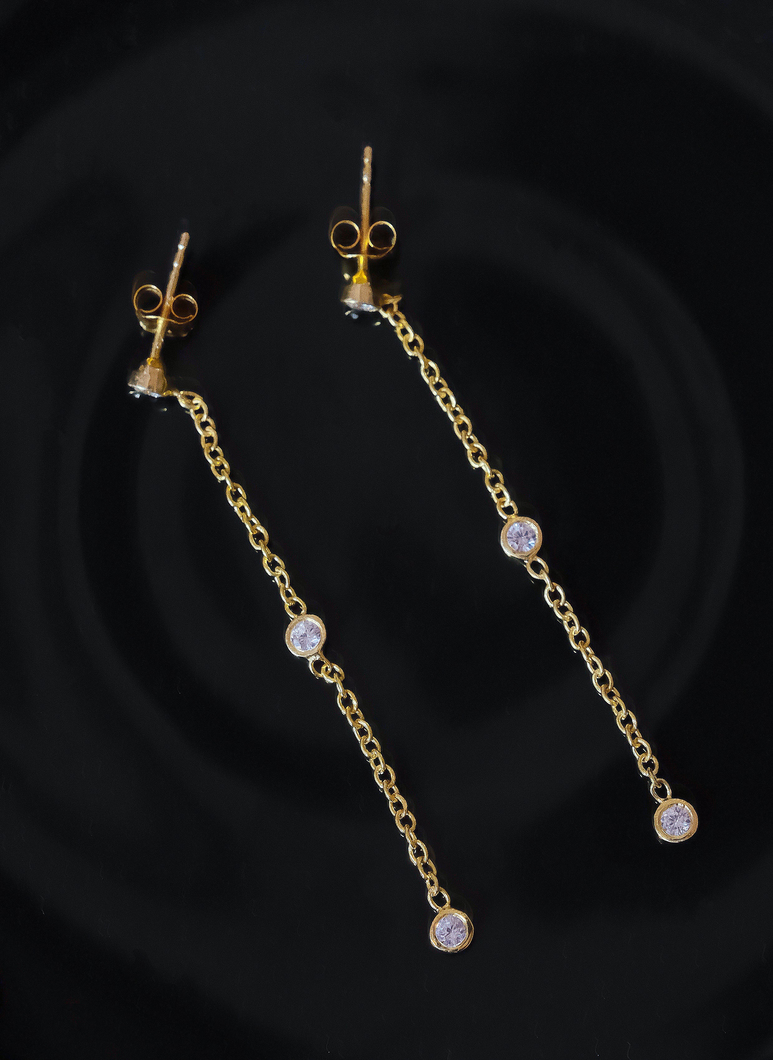 Diamond Paperclip Chain Dangle Earrings - KAMARIA