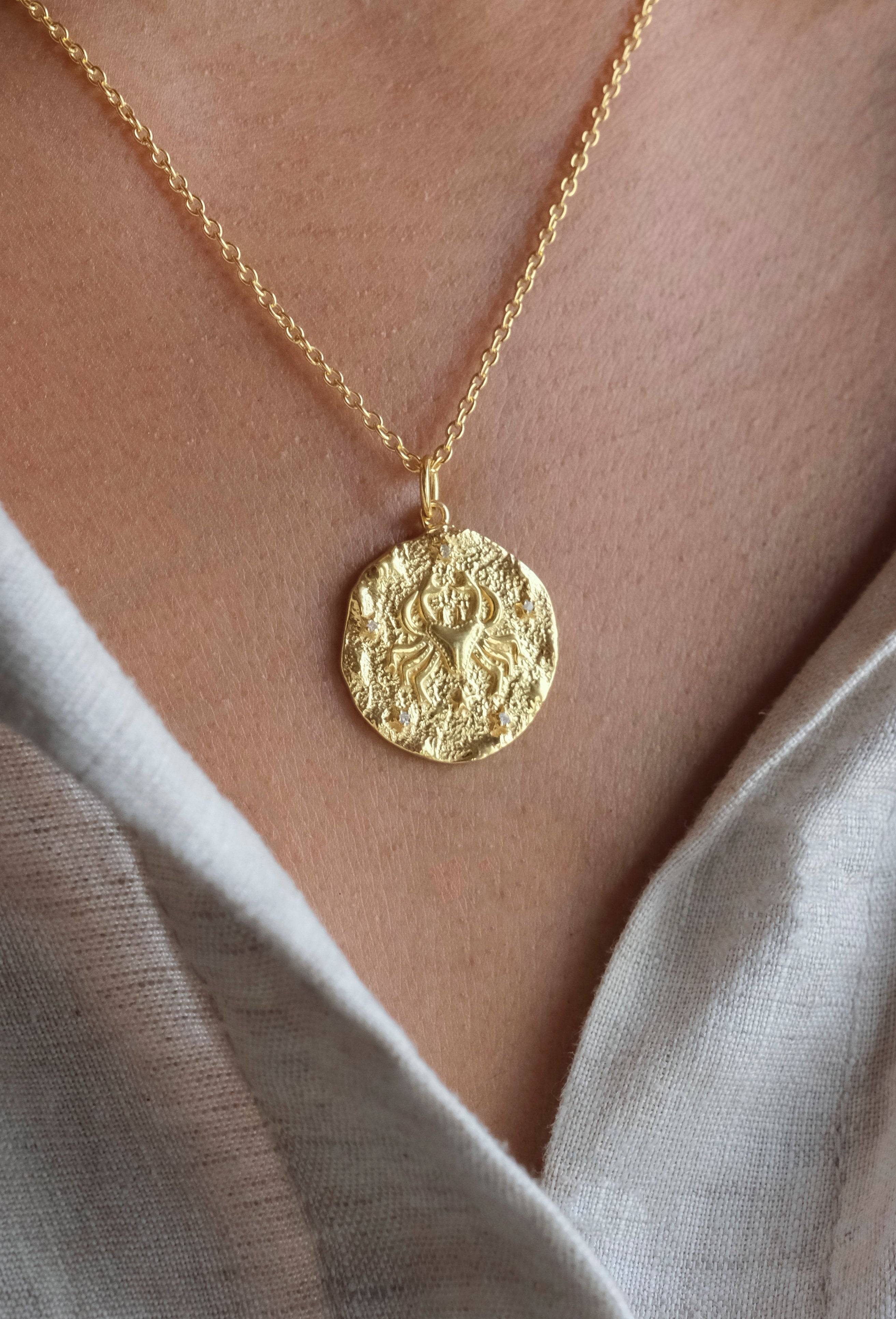 Buy CANCER / Zodiac Sign Diamond Necklace / 14k Solid Gold Necklace /  Natural Diamond Necklace / Simple Zodiac Necklace / Sign Necklace Online in  India - Etsy