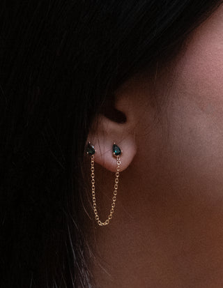 Emerald Drop Ear Chain