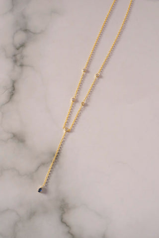 Sapphire Duet Lariat Necklace