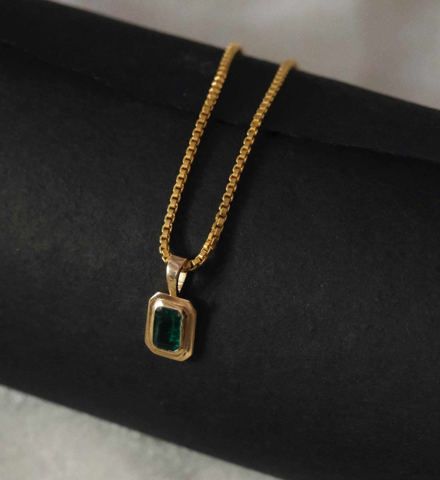 14K Emerald Charm Necklace