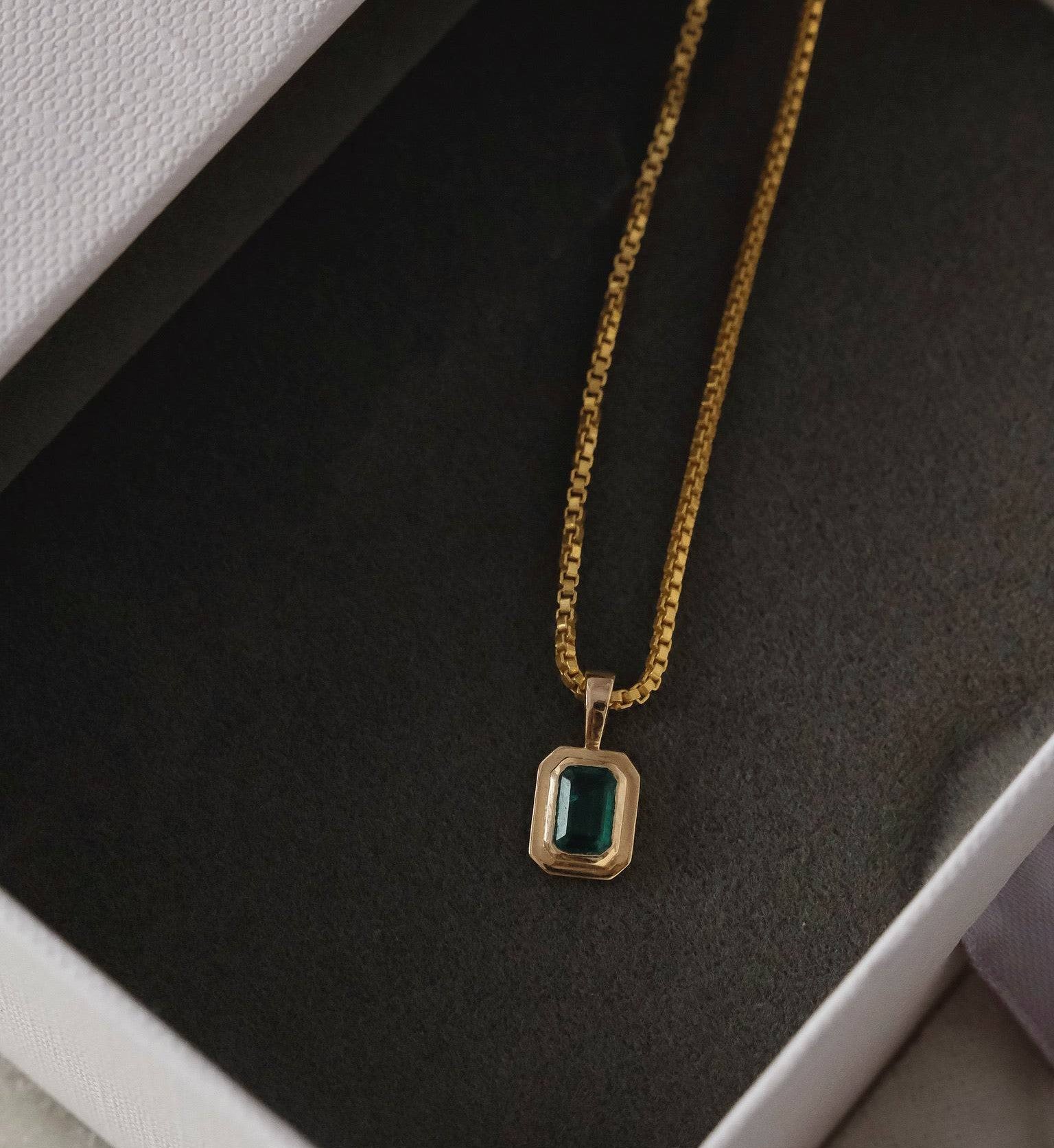 14K Emerald Charm Necklace