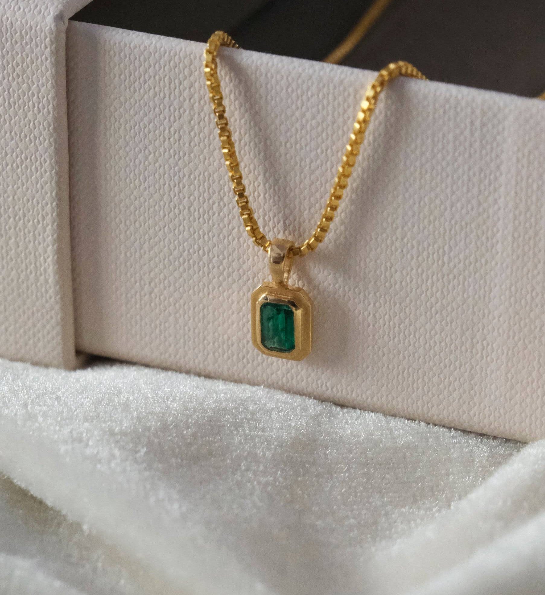 14K Emerald Charm Necklace