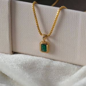 14K Emerald Charm Necklace