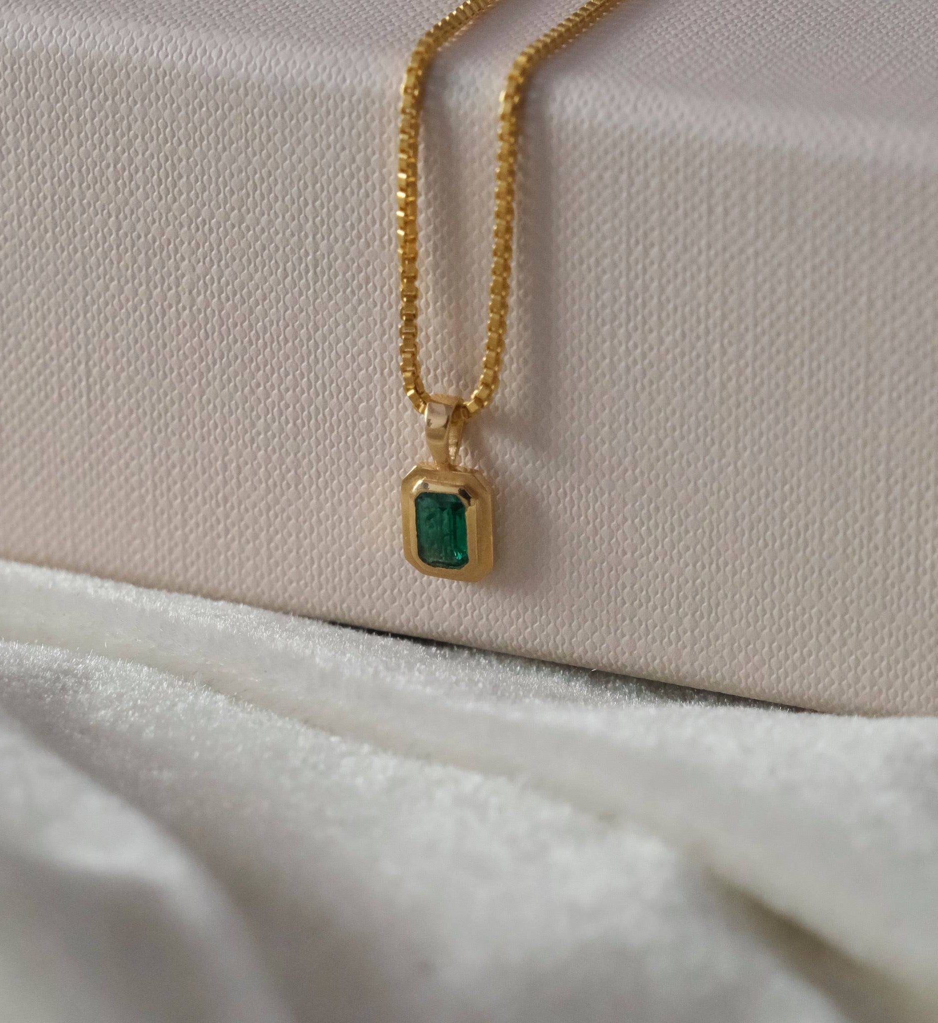 14K Emerald Charm Necklace