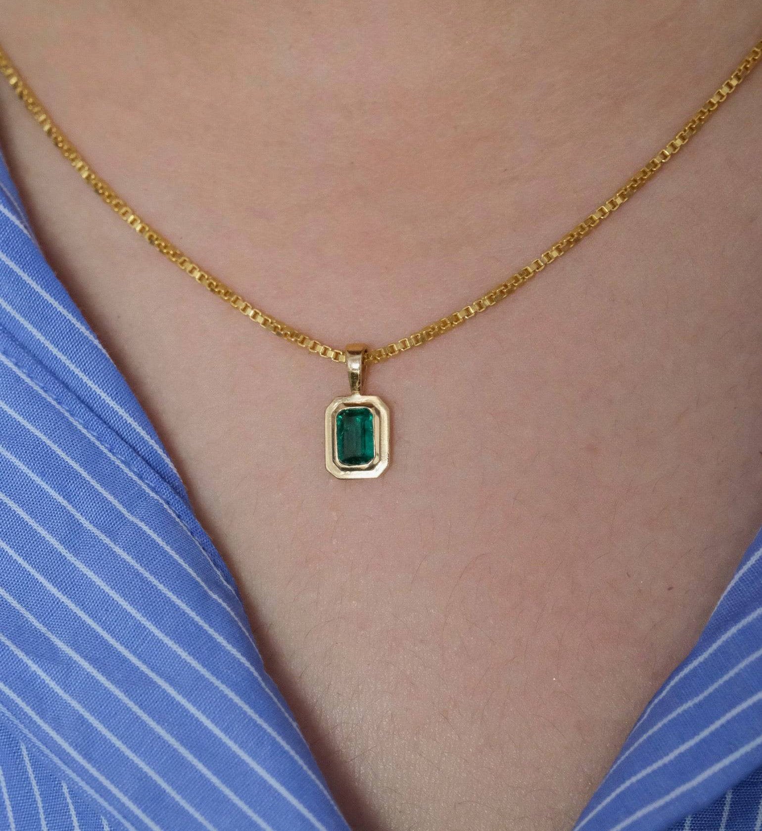 14K Emerald Charm Necklace