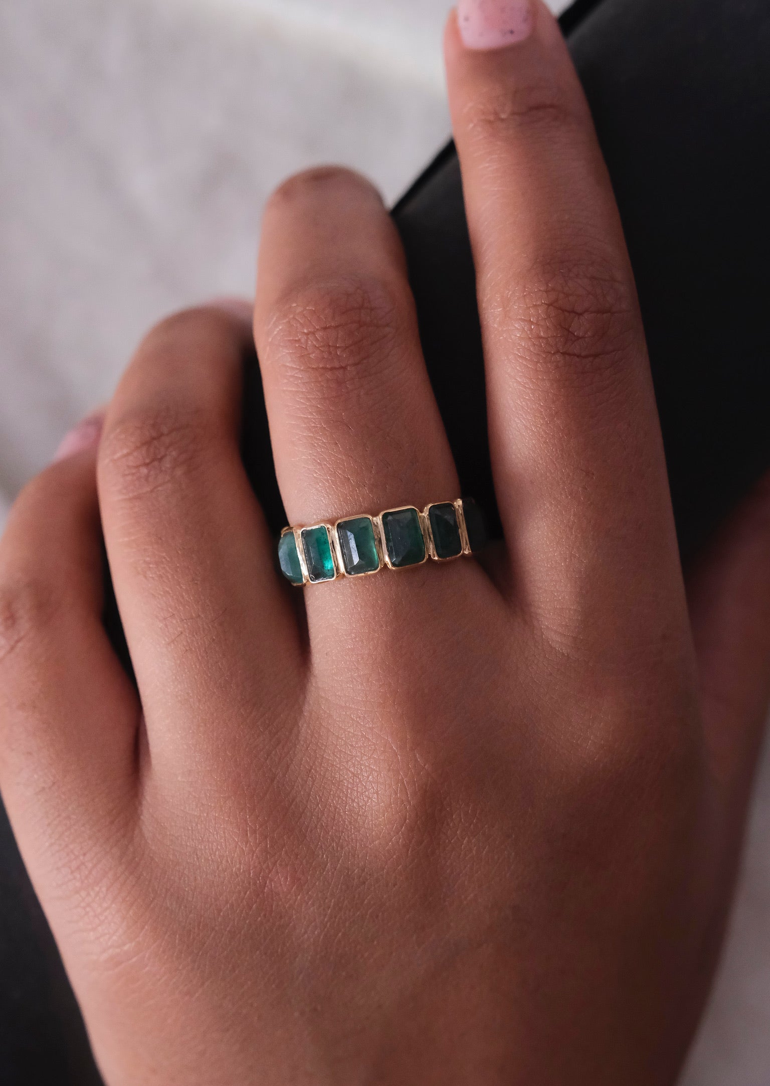 14k Zambian Emerald Eternity