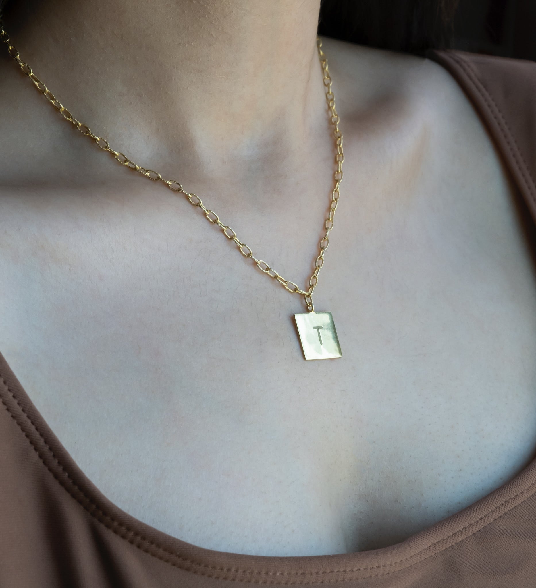 Engraved Square Bar Necklace