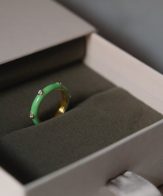 Pastel Green Studded Enamel Ring