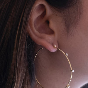 Stationed Thin Hoop Earring