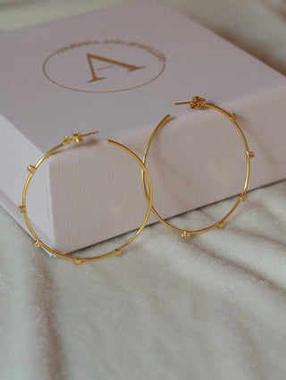 Stationed Thin Hoop Earring