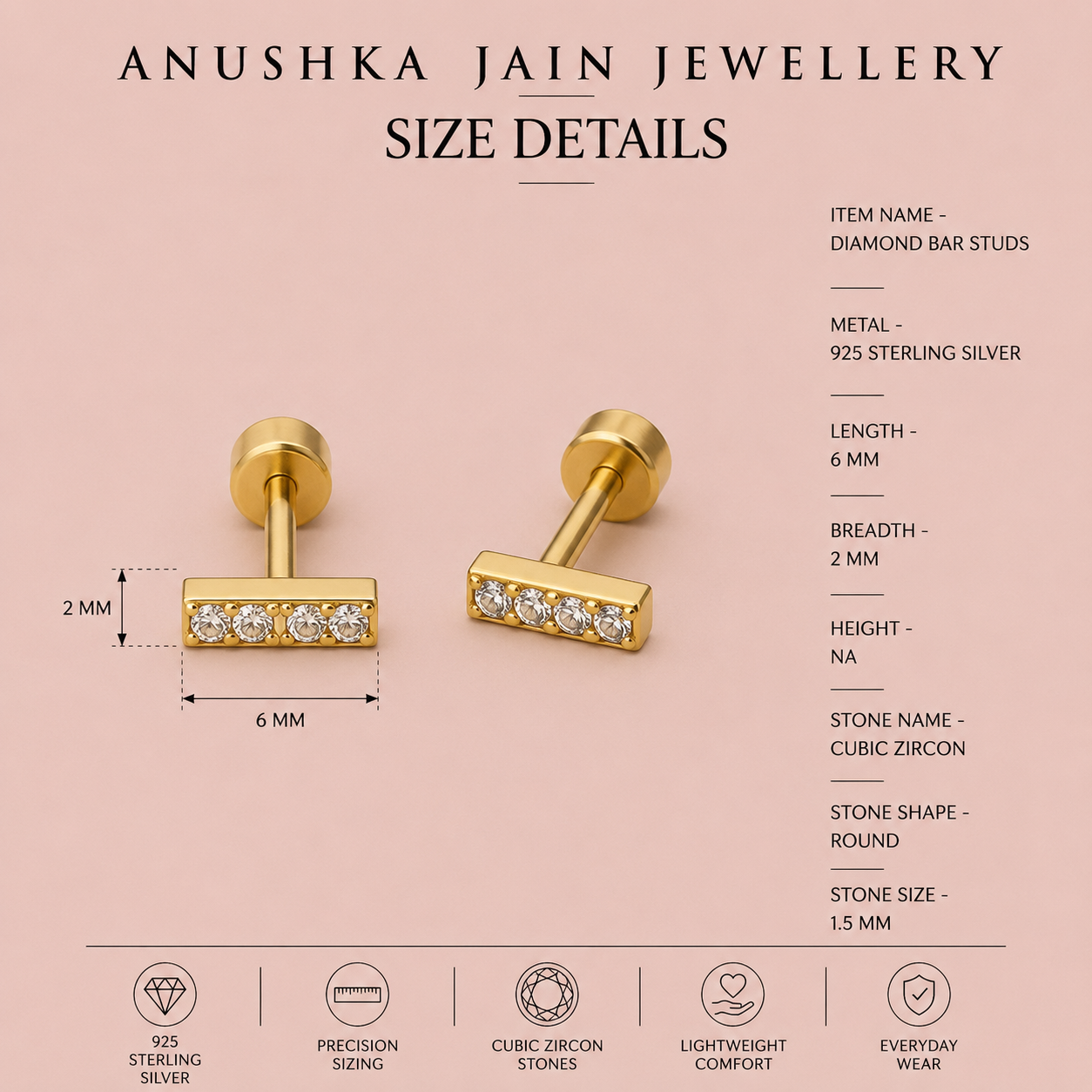 Diamond Bar Studs