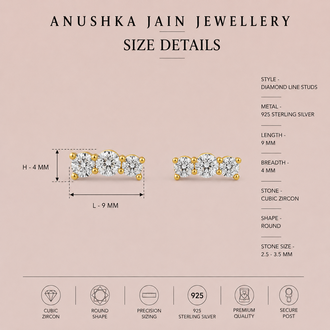 Diamond Line Studs