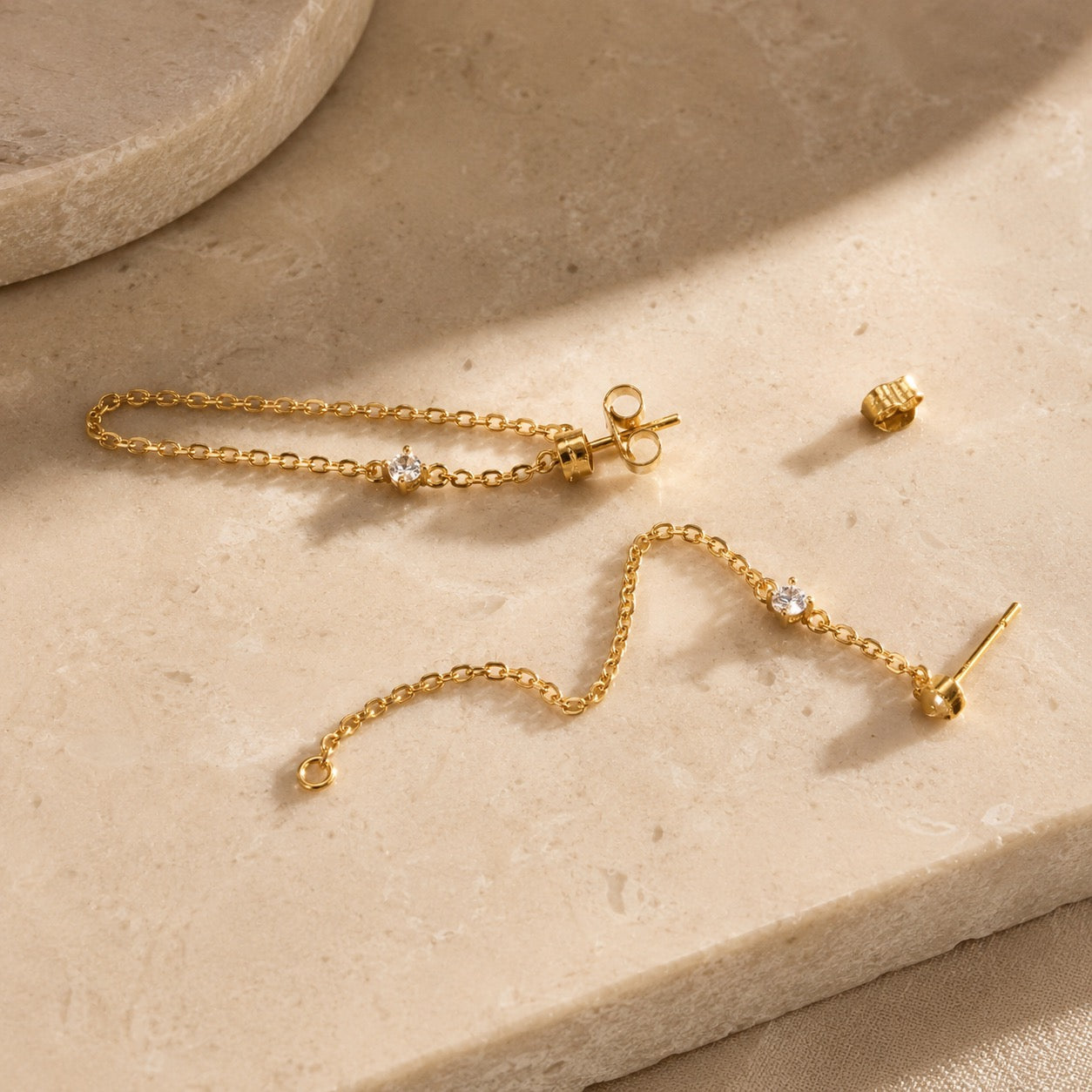 Double Stud Chain Earrings