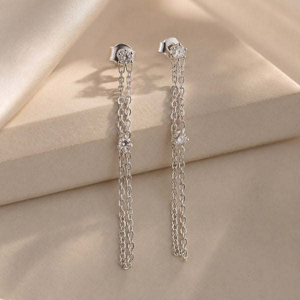 Double Stud Chain Earrings