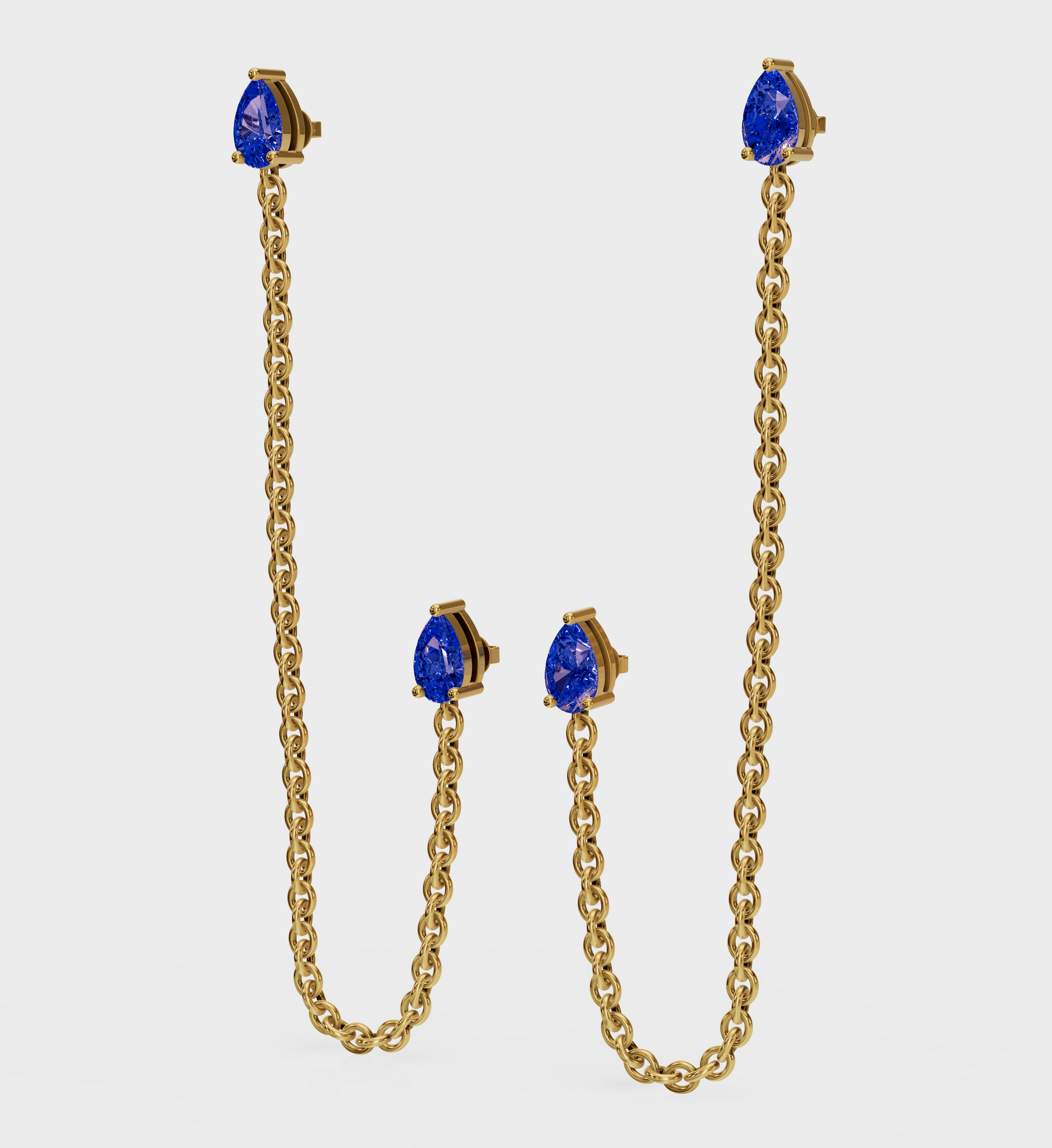 Sapphire Drop Ear Chain