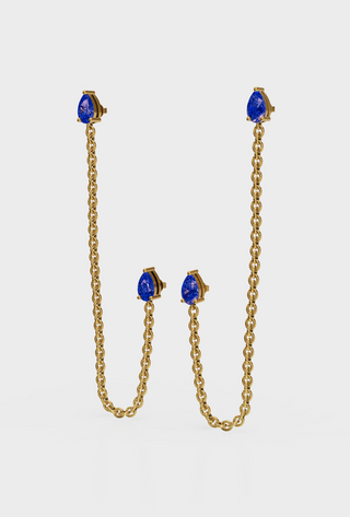 Sapphire Drop Ear Chain