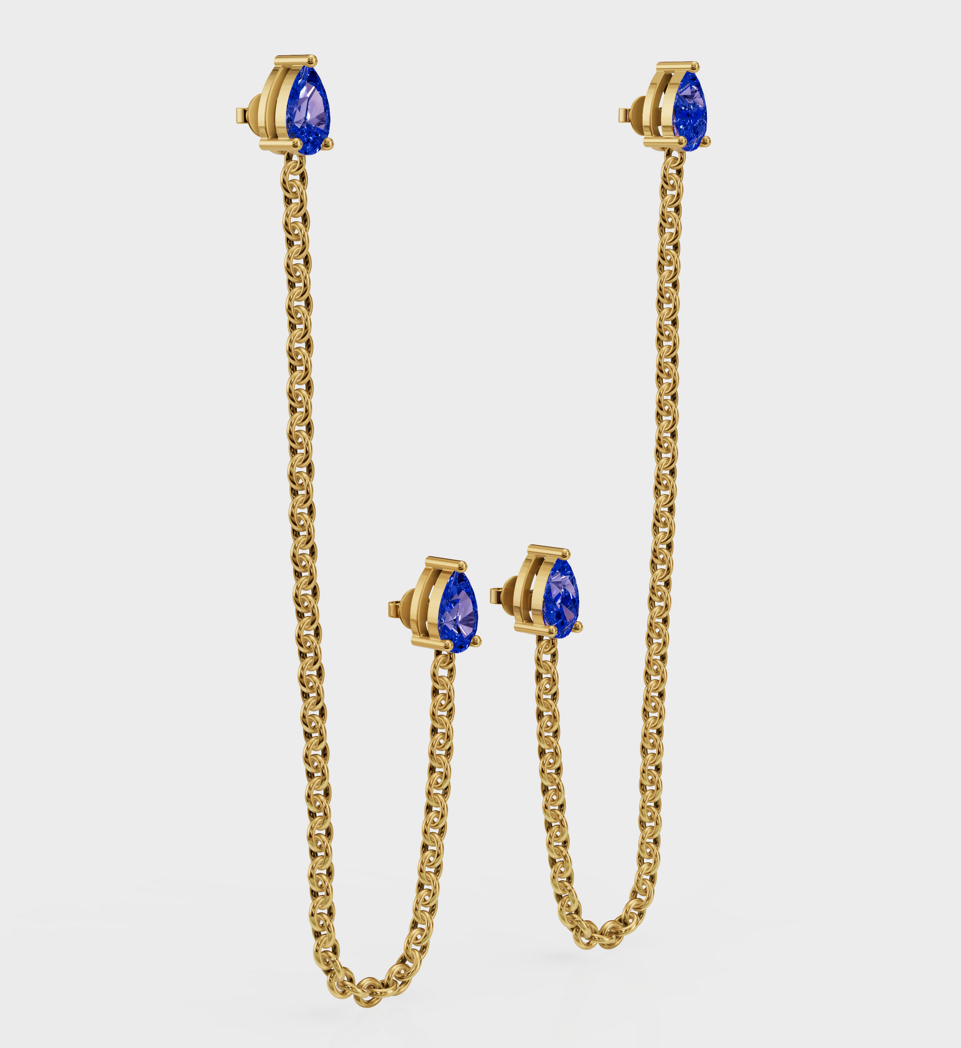 Sapphire Drop Ear Chain