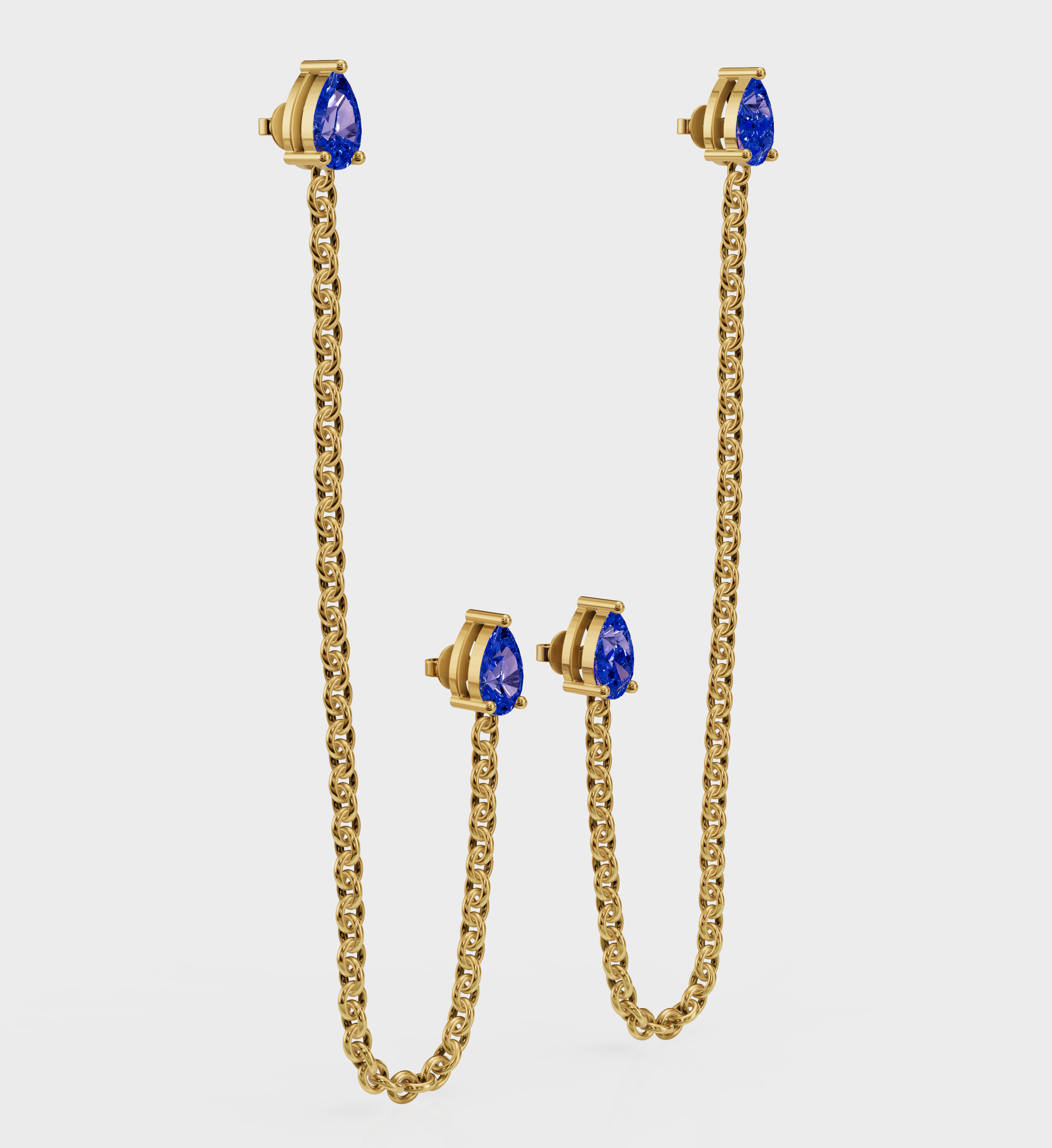 Sapphire Drop Ear Chain