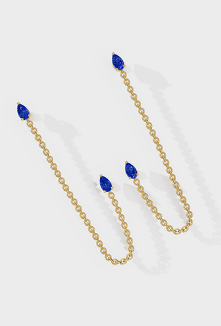 Sapphire Drop Ear Chain