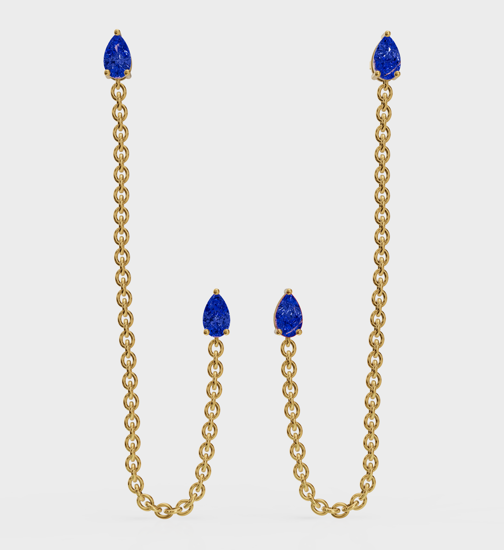 Sapphire Drop Ear Chain