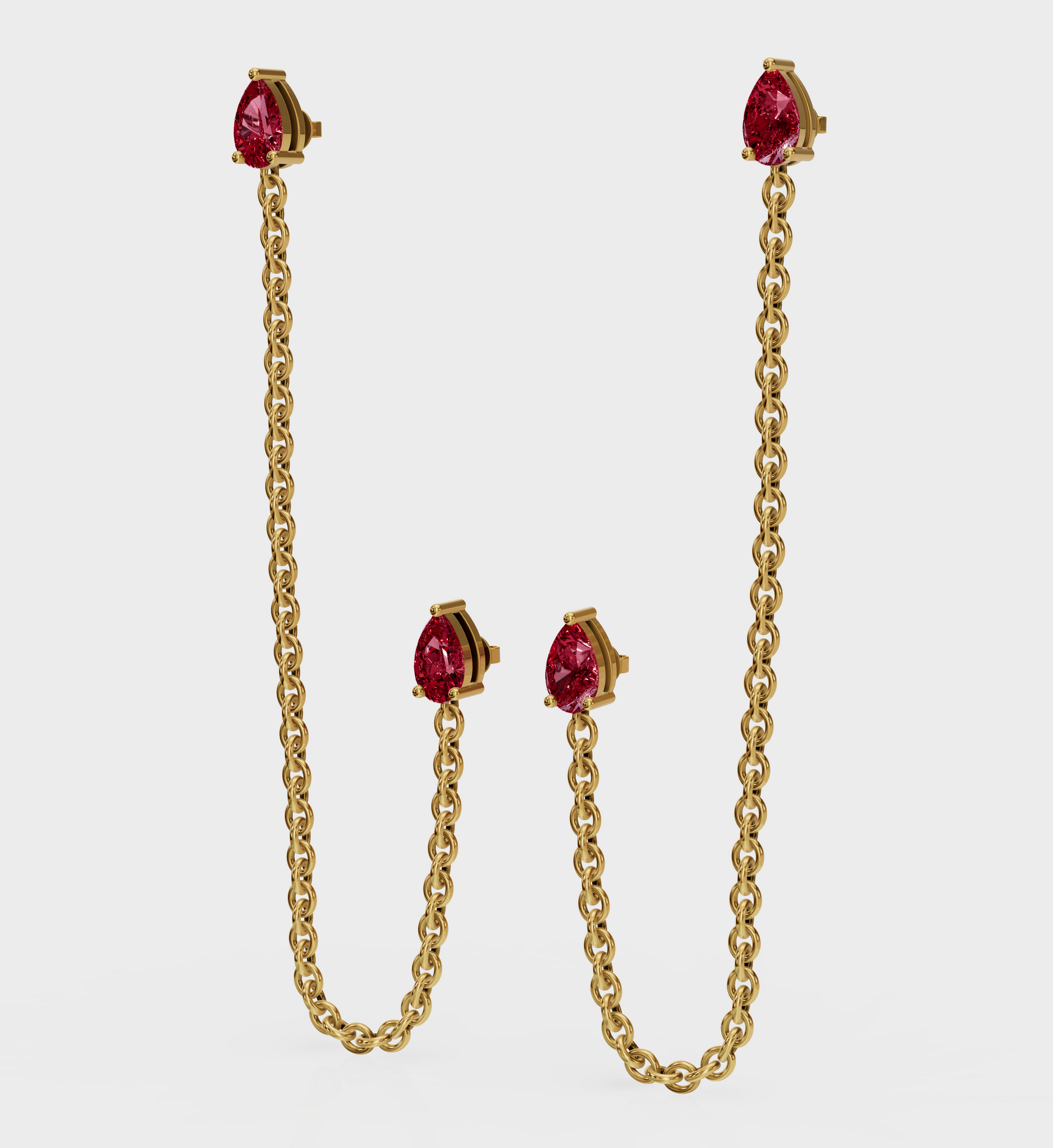 Ruby Drop Ear Chain