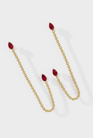 Ruby Drop Ear Chain