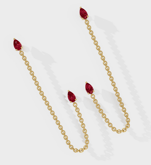 Ruby Drop Ear Chain