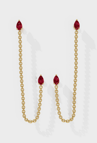 Ruby Drop Ear Chain