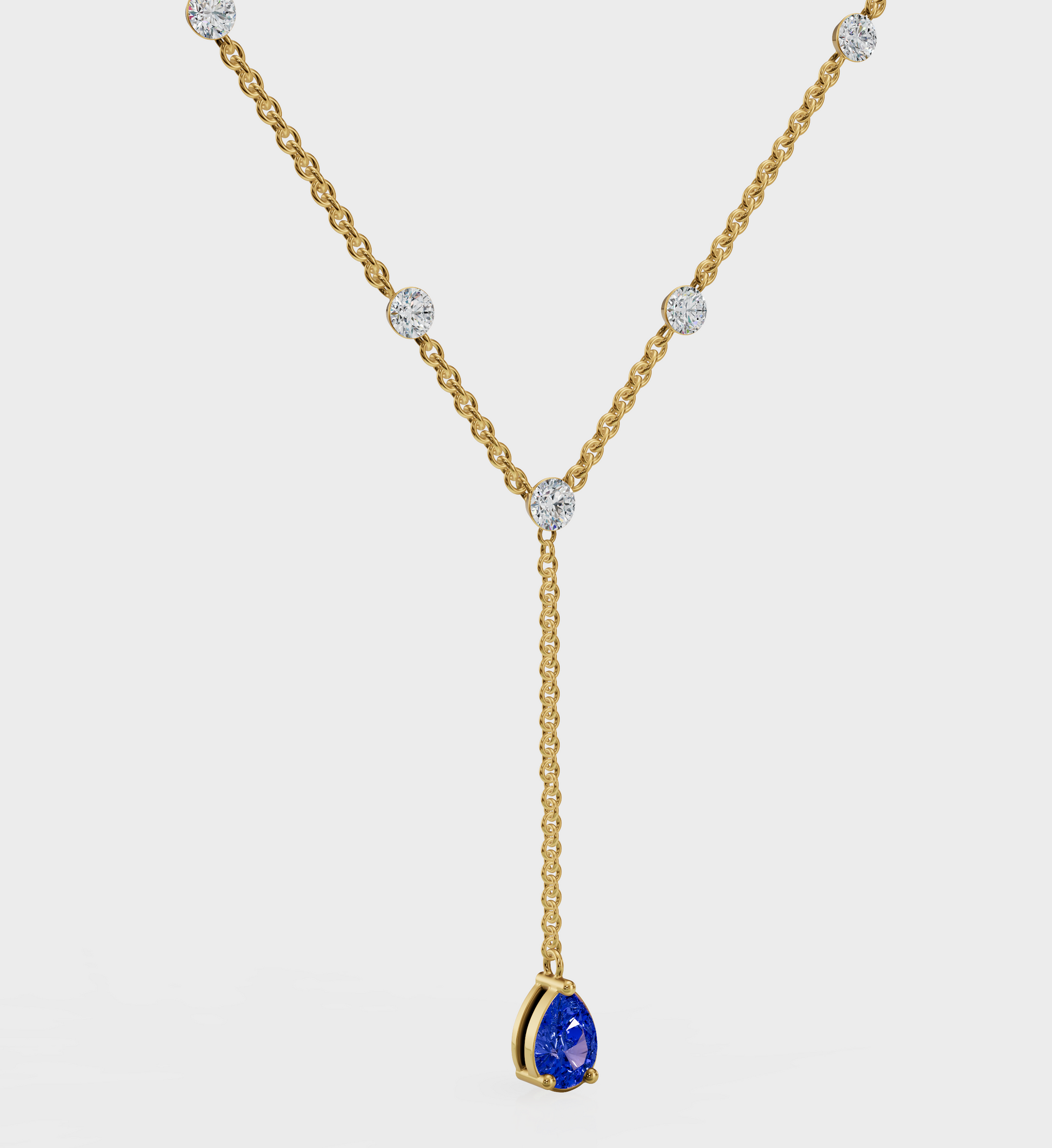 Sapphire Duet Lariat Necklace