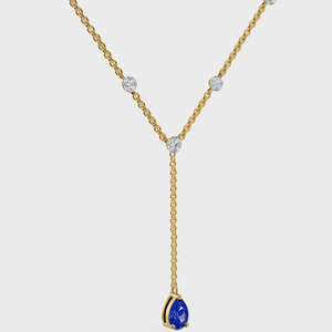 Sapphire Duet Lariat Necklace