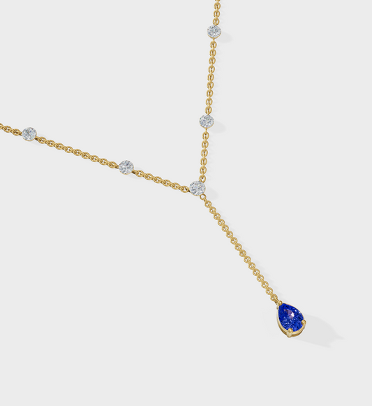 Sapphire Duet Lariat Necklace