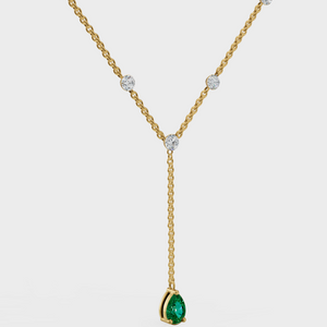 Emerald Duet Lariat Necklace