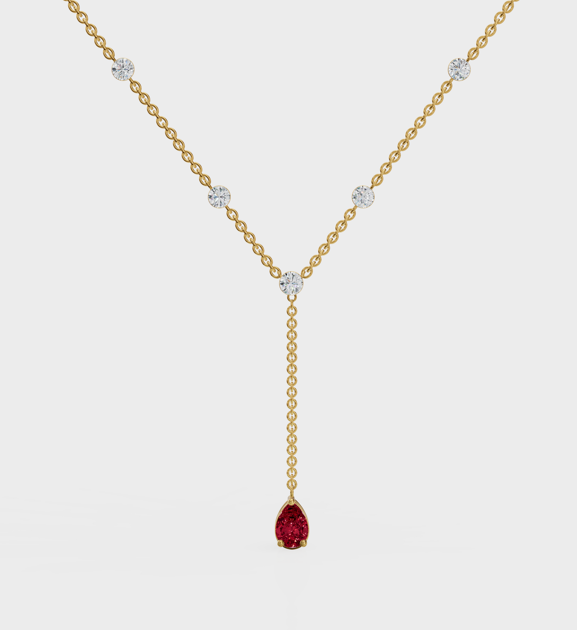 Ruby Duet Lariat Necklace