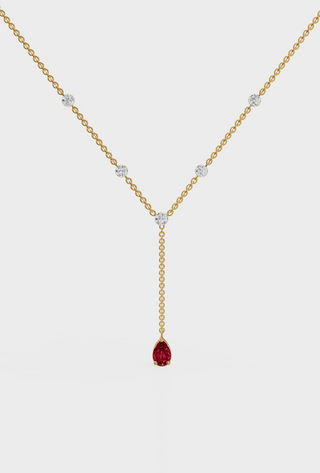 Ruby Duet Lariat Necklace