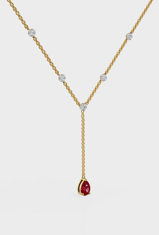 Ruby Duet Lariat Necklace