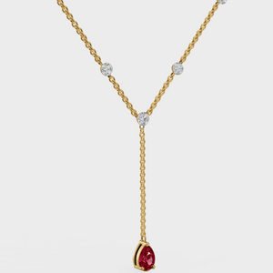 Ruby Duet Lariat Necklace