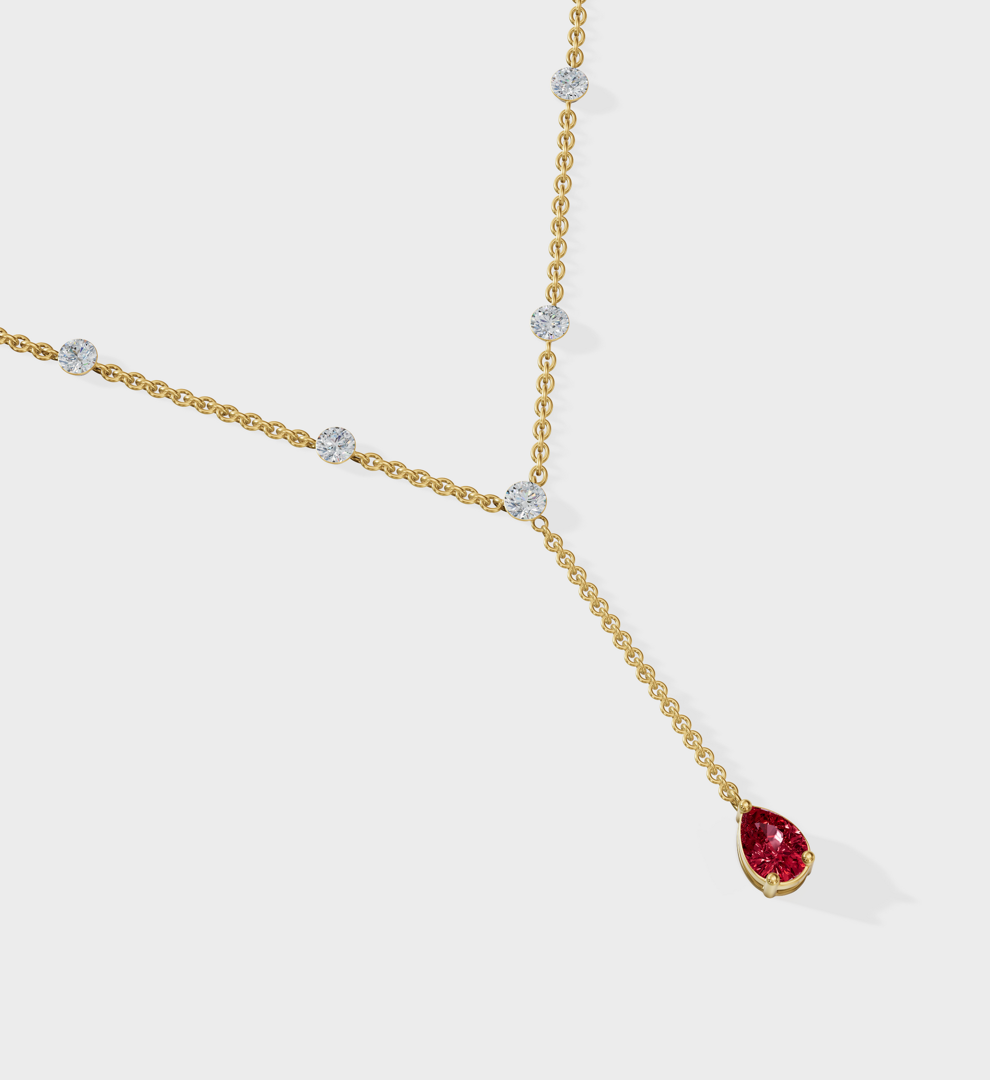 Ruby Duet Lariat Necklace