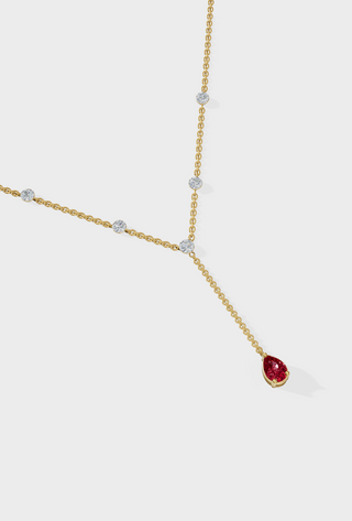 Ruby Duet Lariat Necklace